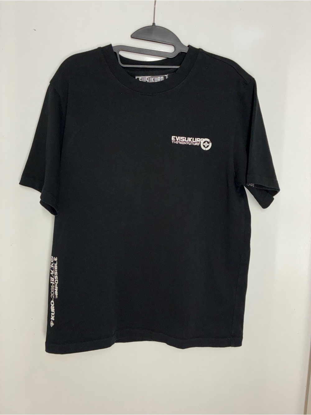 Evisu Kuro Black Short-Sleeve Logo Tee, size Medium